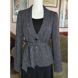 The Limited Collection Gray Plaid Belted Vintage Jacket Size Medium